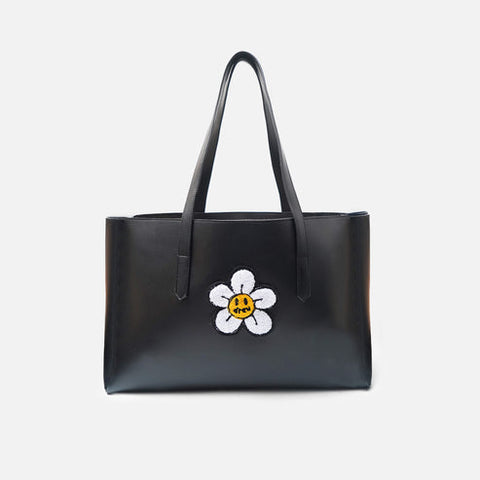 Daisy flower black tote