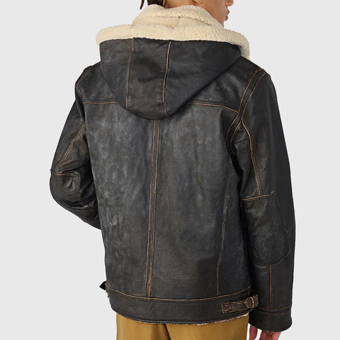 Bernstein Men’s Brown Distressed Aviator Leather Jacket