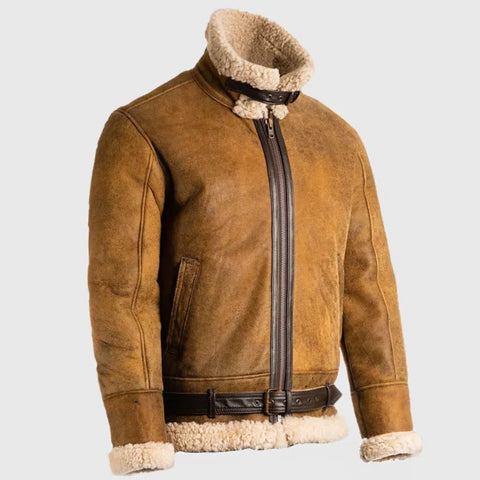 Brad Men’s Brown B-3 Bomber Leather Jacket