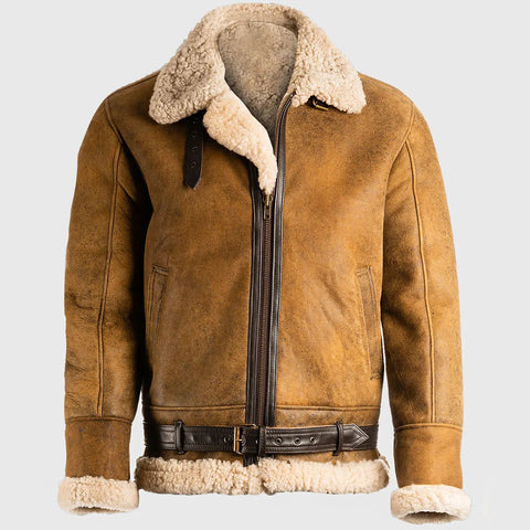 Brad Men’s Brown B-3 Bomber Leather Jacket