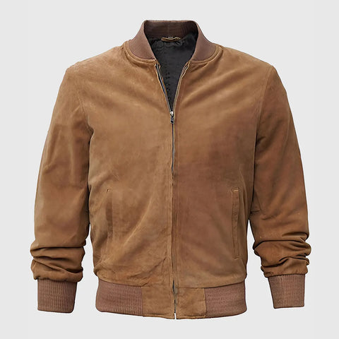 Chris Men’s Brown Bomber Suede Jacket