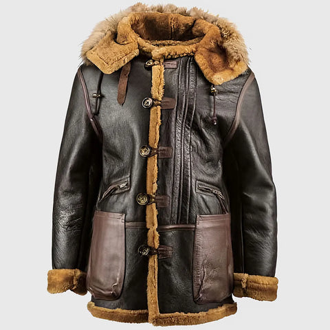 Connor Men’s Dark Brown B-7 Bomber Leather Jacket