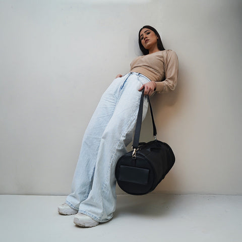 Black gym duffle bag