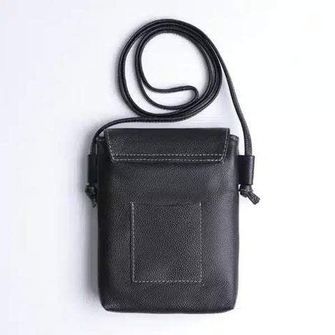 Men’s Black Leather Travel Crossbody Bag