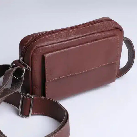 Men’s Brown Leather Classic Crossbody Travel Bag