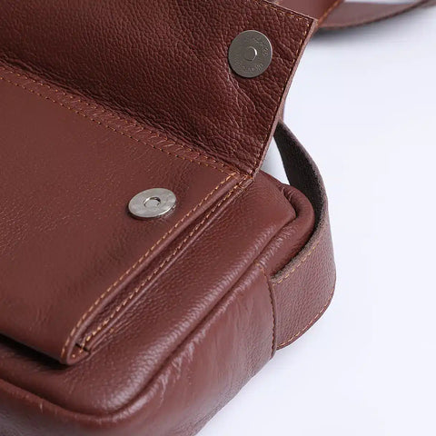 Men’s Brown Leather Classic Crossbody Travel Bag