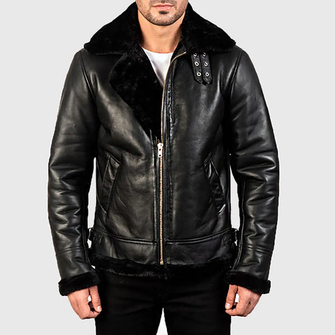 Orban Men’s Black B-3 Bomber Leather Jacket