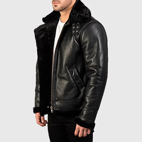 Orban Men’s Black B-3 Bomber Leather Jacket