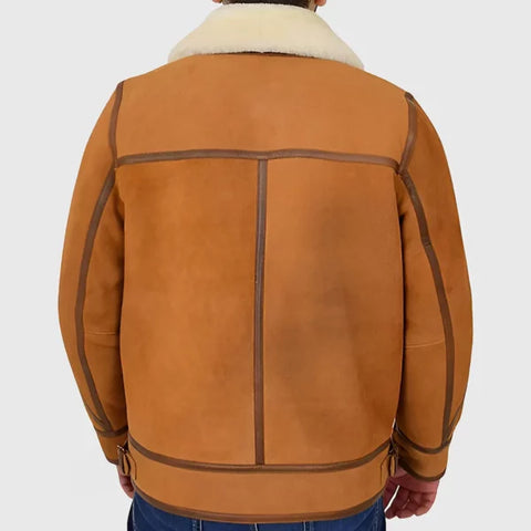 Tejan Men’s Brown B-3 Bomber Leather Jacket
